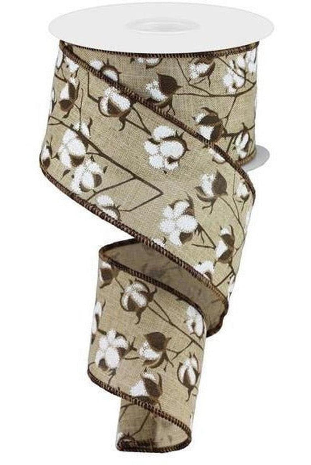 Shop For 2.5" Cotton Pod Ribbon: Natural Beige & White (10 Yards) at Michelle's aDOORable Creations