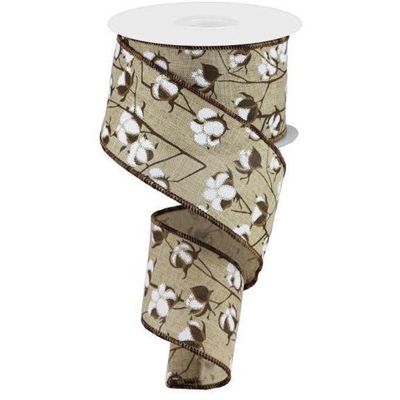 Shop For 2.5" Cotton Pod Ribbon: Natural Beige & White (10 Yards) at Michelle's aDOORable Creations
