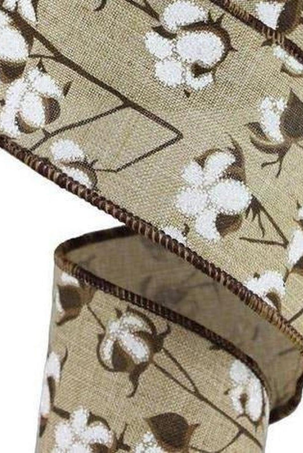 Shop For 2.5" Cotton Pod Ribbon: Natural Beige & White (10 Yards) at Michelle's aDOORable Creations
