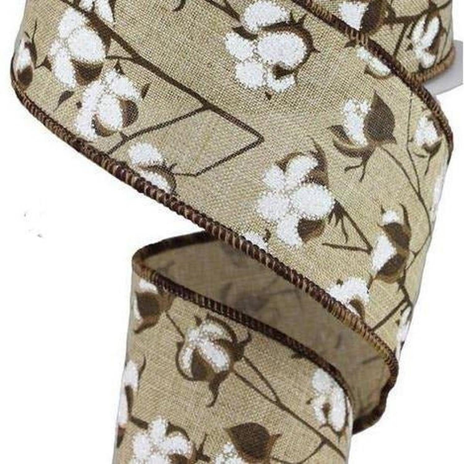 Shop For 2.5" Cotton Pod Ribbon: Natural Beige & White (10 Yards) at Michelle's aDOORable Creations
