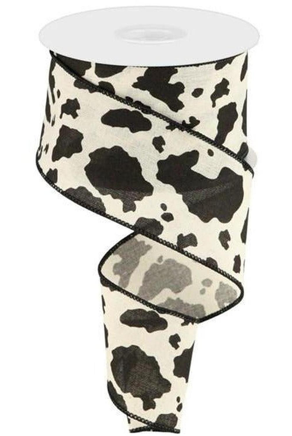 Shop For 2.5" Cowhide Cotton Print Ribbon: Black & Cream (10 Yards) at Michelle's aDOORable Creations