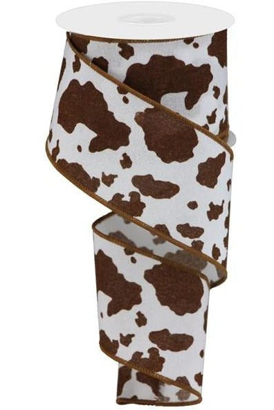 Shop For 2.5" Cowhide Fuzzy Ribbon: Brown & White (10 Yards) at Michelle's aDOORable Creations