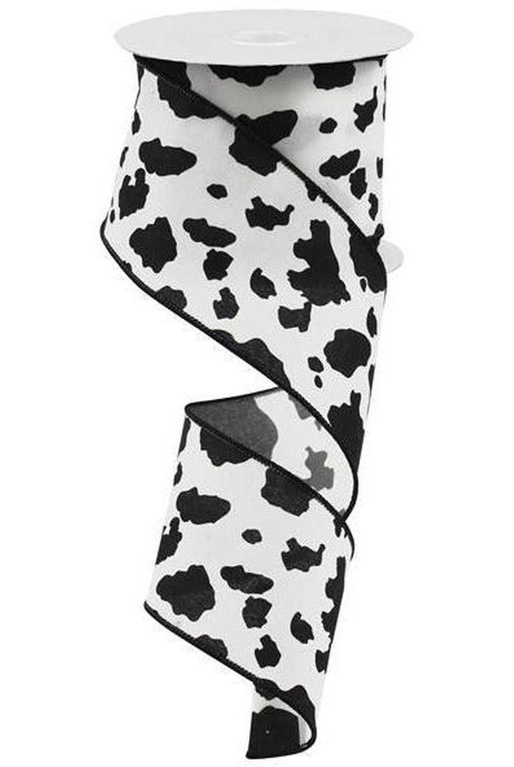 Shop For 2.5" Cowhide Print Ribbon: Black & Ivory (10 Yards) at Michelle's aDOORable Creations