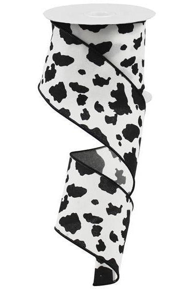 Shop For 2.5" Cowhide Print Ribbon: Black & Ivory (10 Yards) at Michelle's aDOORable Creations