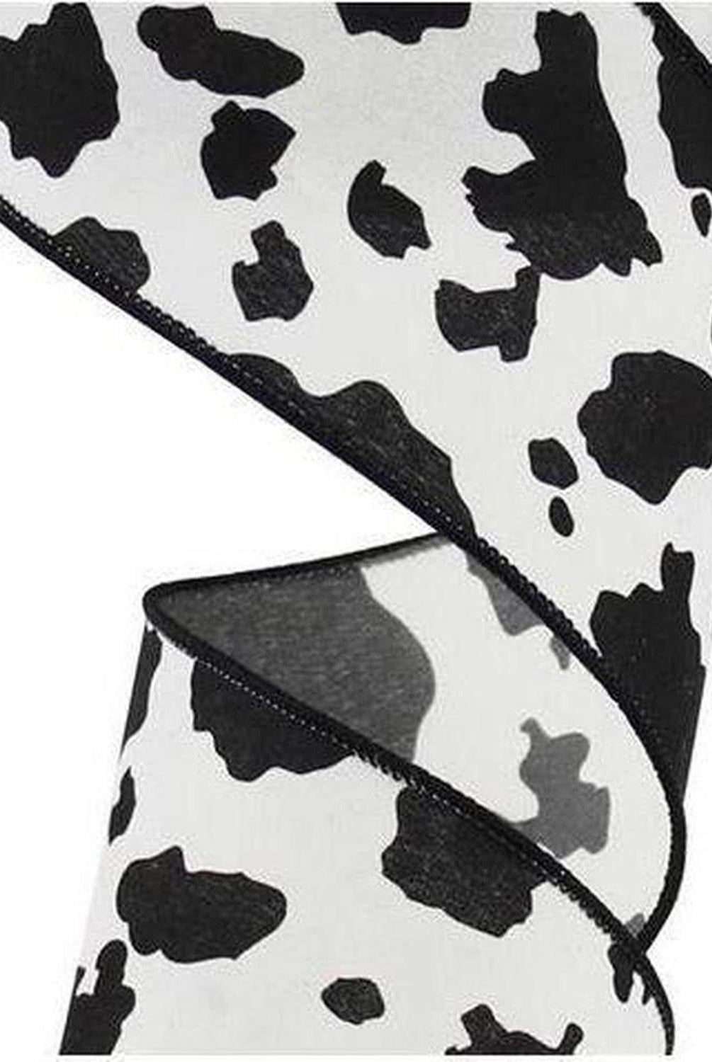 Shop For 2.5" Cowhide Print Ribbon: Black & Ivory (10 Yards) at Michelle's aDOORable Creations
