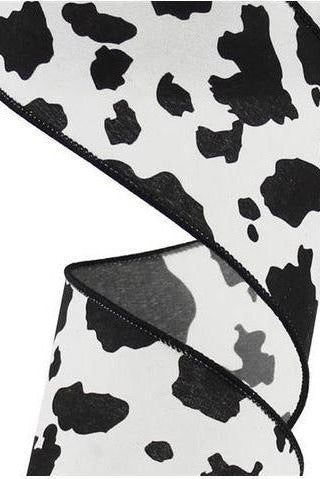 Shop For 2.5" Cowhide Print Ribbon: Black & Ivory (10 Yards) at Michelle's aDOORable Creations