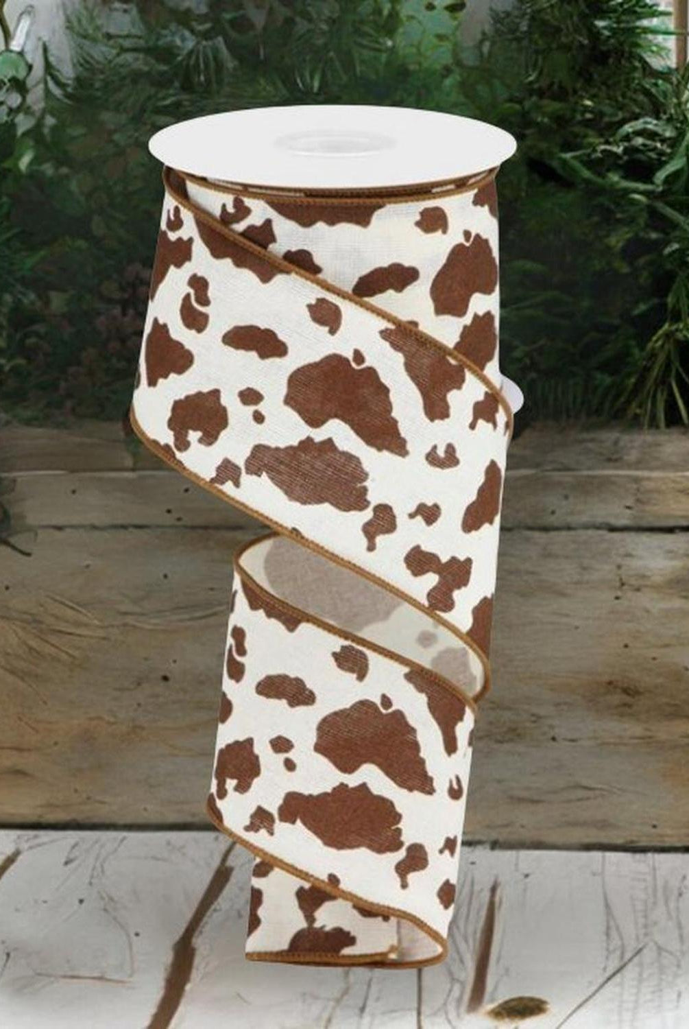 Shop For 2.5" Cowhide Print Ribbon: Brown & White (10 Yards) at Michelle's aDOORable Creations