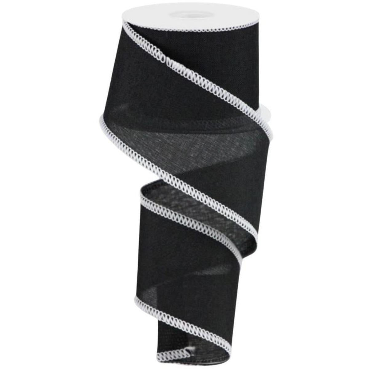 Shop For 2.5" Cross Royal Stitch Ribbon: Black & White (10 Yards) at Michelle's aDOORable Creations