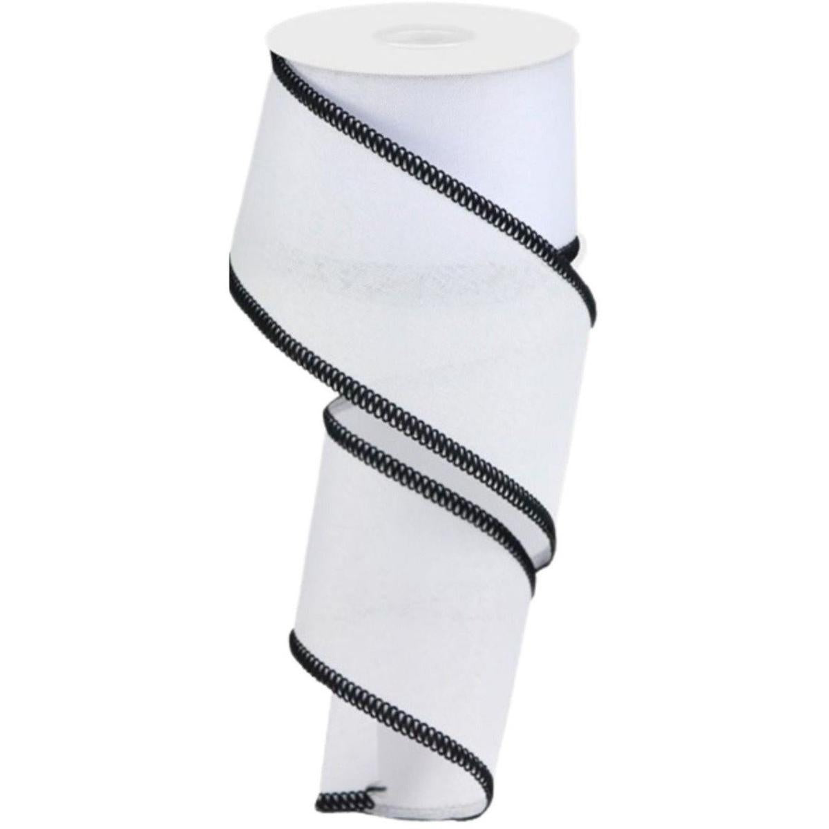 Shop For 2.5" Cross Royal Stitch Ribbon: White & Black (10 Yards) at Michelle's aDOORable Creations