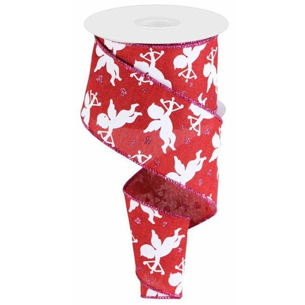 Shop For 2.5" Cupid on Royal Ribbon: Dark Red (10 Yard) at Michelle's aDOORable Creations