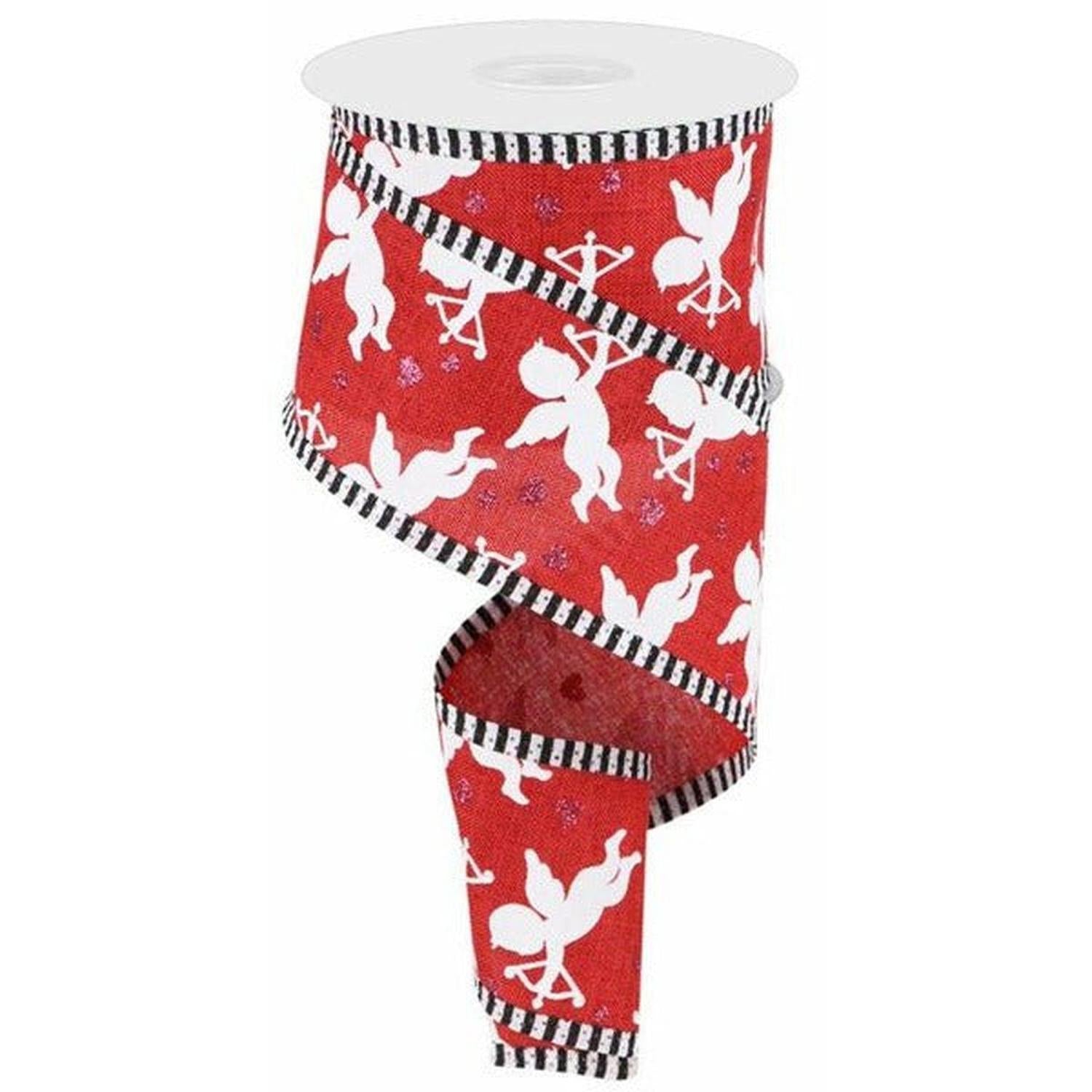 Shop For 2.5" Cupid on Royal Stripe Ribbon: Dark Red (10 Yard) at Michelle's aDOORable Creations
