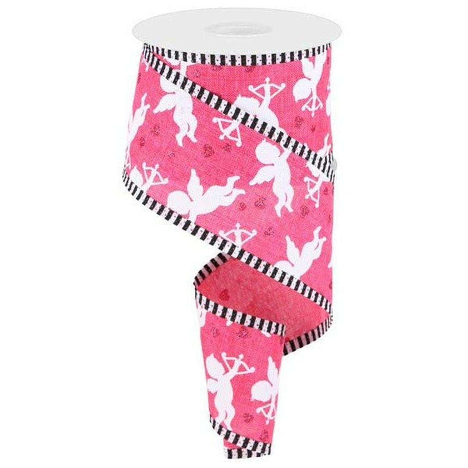 Shop For 2.5" Cupid on Royal Stripe Ribbon: Hot Pink (10 Yard) at Michelle's aDOORable Creations
