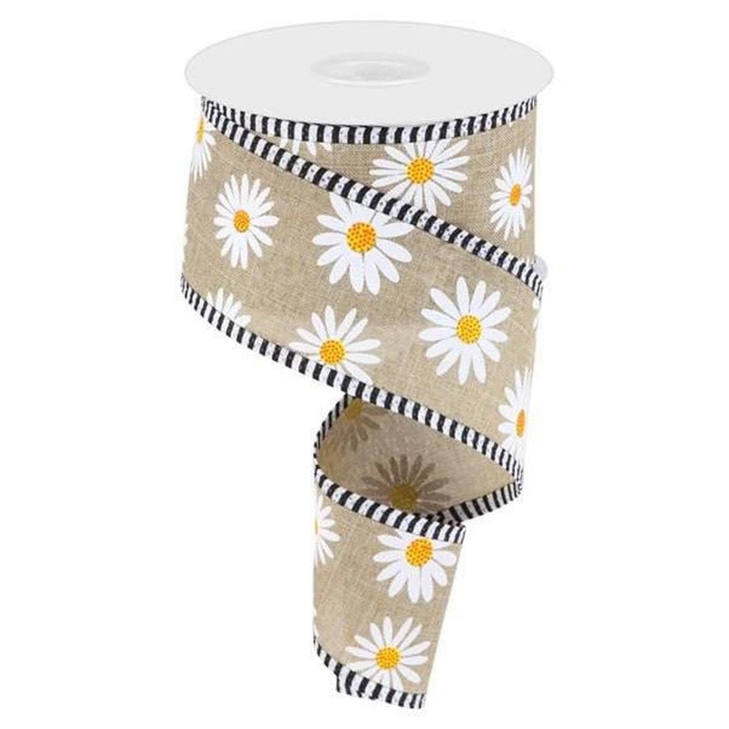 Shop For 2.5" Daisy Stripe Royal Ribbon: Light Beige (10 Yards) at Michelle's aDOORable Creations