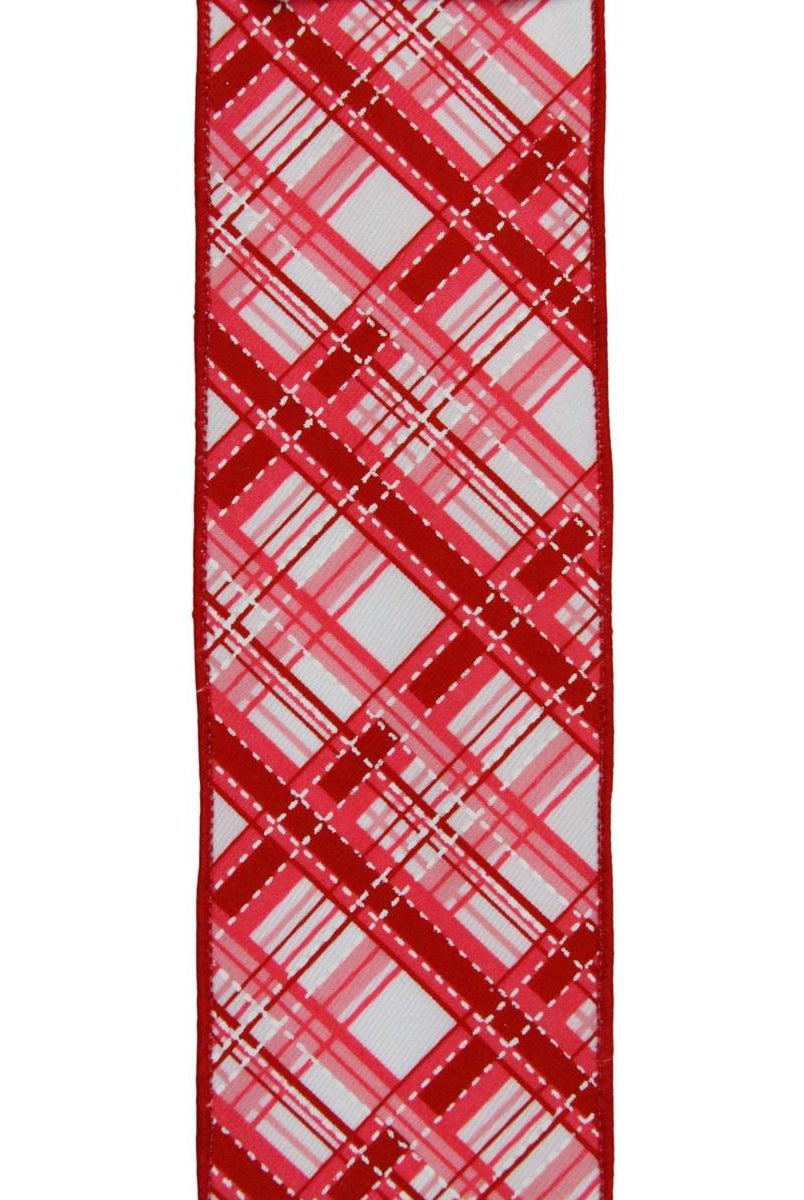 Shop For 2.5" Diagonal Dash Plaid: Pink/Red (10 Yard) at Michelle's aDOORable Creations