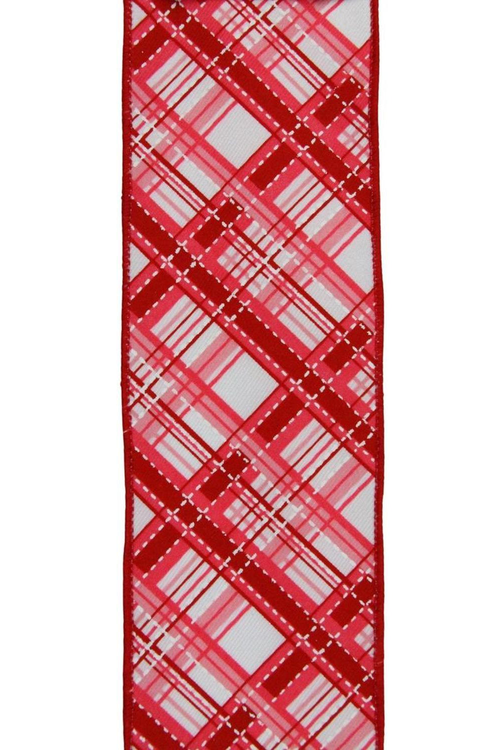 2.5" Diagonal Dash Plaid: Pink/Red (10 Yard)