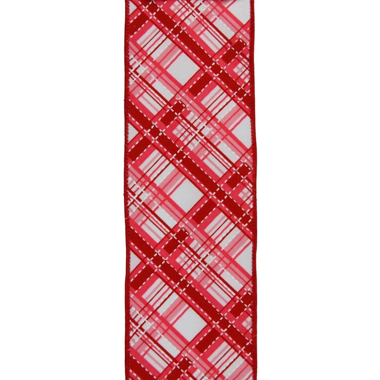 2.5" Diagonal Dash Plaid: Pink/Red (10 Yard)