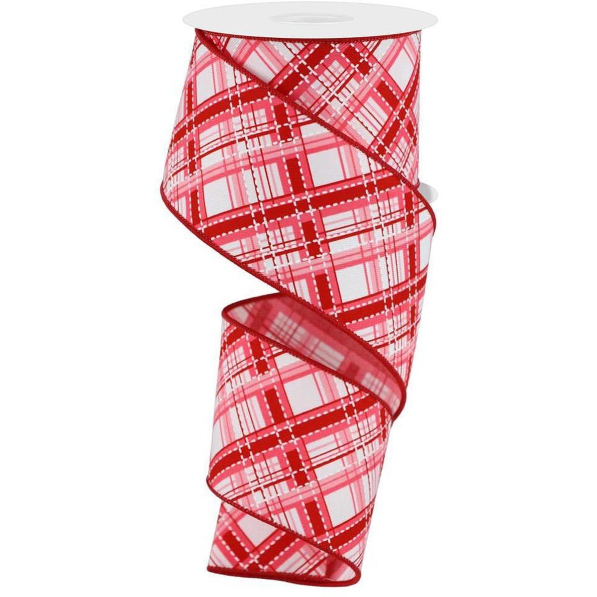 Shop For 2.5" Diagonal Dash Plaid: Pink/Red (10 Yard) at Michelle's aDOORable Creations