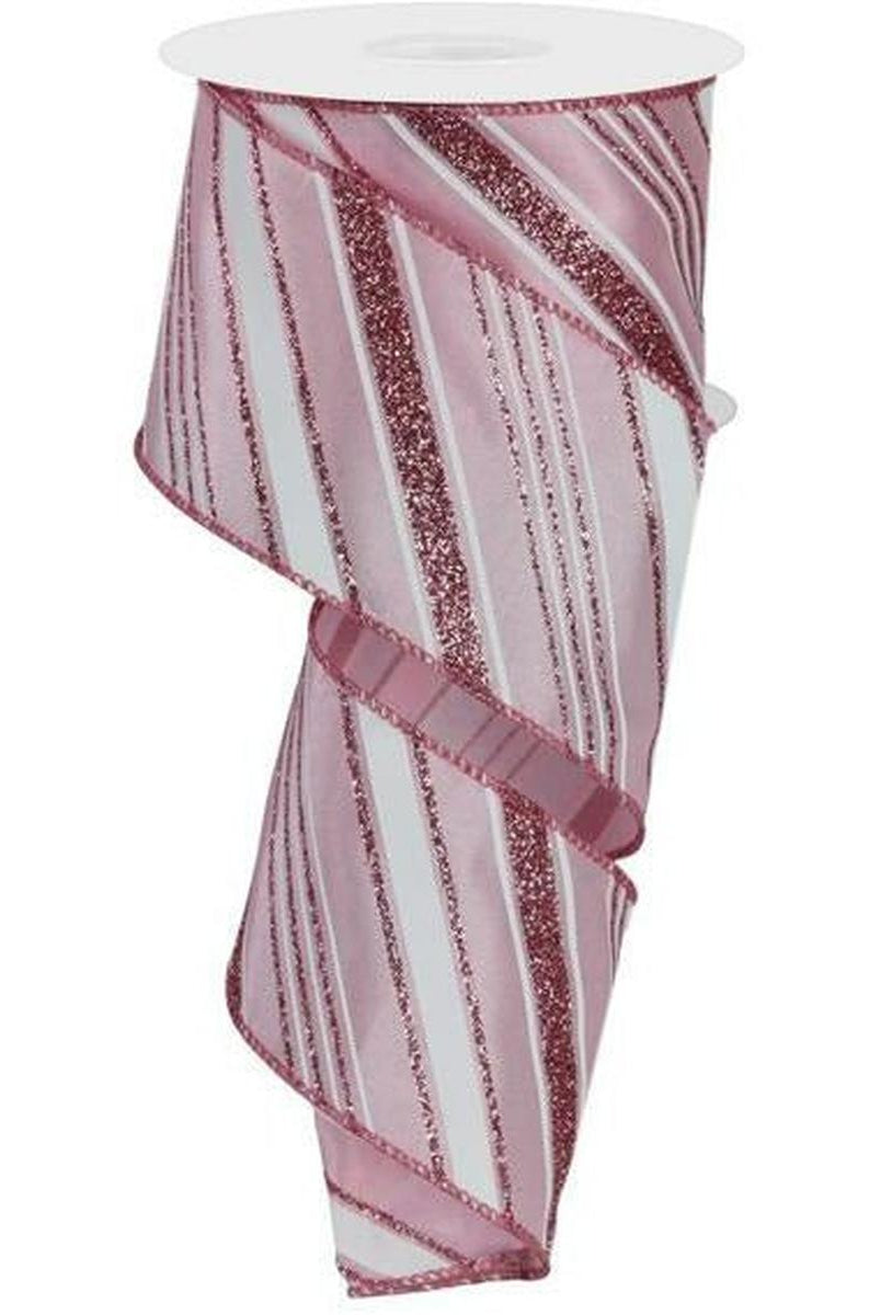 Shop For 2.5" Diagonal Line Glitter Ribbon: Pink (10 Yards) at Michelle's aDOORable Creations