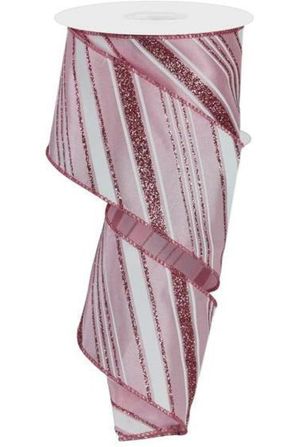 Shop For 2.5" Diagonal Line Glitter Ribbon: Pink (10 Yards) at Michelle's aDOORable Creations