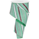 Shop For 2.5" Diagonal Line Ribbon: Mint Green (10 Yards) at Michelle's aDOORable Creations