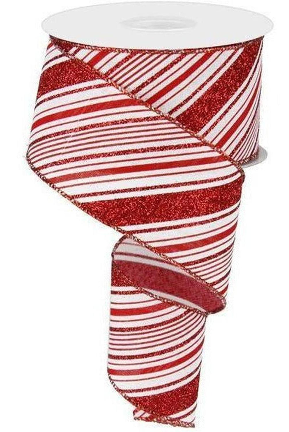 2.5" Diagonal Stripes Ribbon: Red (10 Yards)