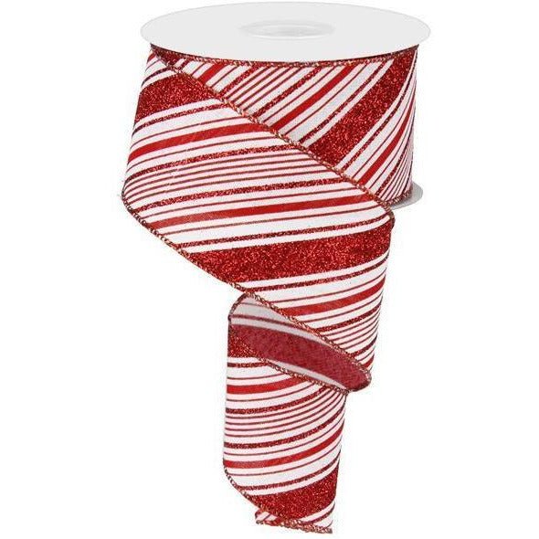 Shop For 2.5" Diagonal Stripes Ribbon: Red (10 Yards) at Michelle's aDOORable Creations