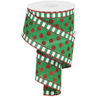 Shop For 2.5" Dots & Stripes Glitter Ribbon: Emerald Green, White & Red (10 Yards) at Michelle's aDOORable Creations