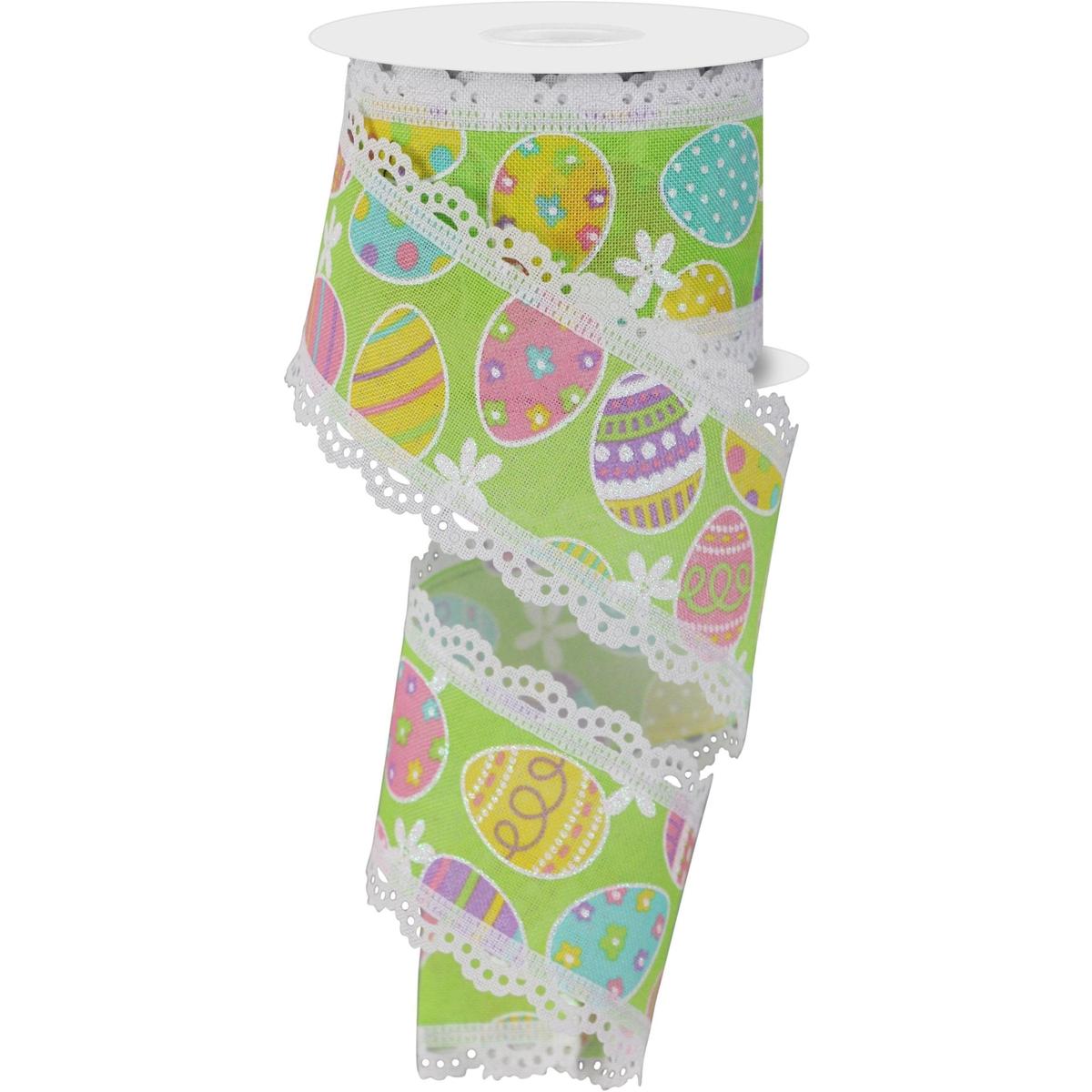Shop For 2.5" Easter Egg Lace Ribbon: Green (10 Yards) at Michelle's aDOORable Creations