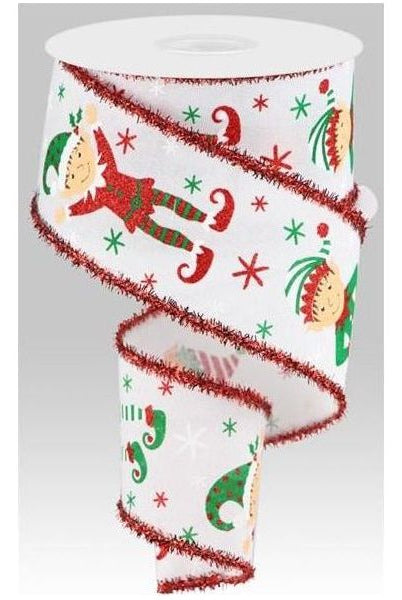 Shop For 2.5" Elves Tinsel Royal Ribbon: White (10 Yards) at Michelle's aDOORable Creations