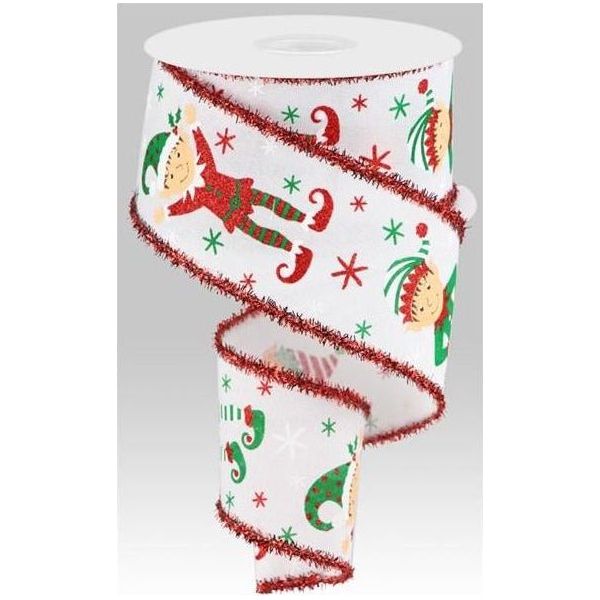 Shop For 2.5" Elves Tinsel Royal Ribbon: White (10 Yards) at Michelle's aDOORable Creations