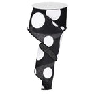 Shop For 2.5" Faux Burlap Giant Polka Dot Ribbon: Black & White (10 Yards) at Michelle's aDOORable Creations