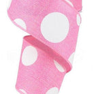 Shop For 2.5" Faux Burlap Giant Polka Dot Ribbon: Light Pink & White (10 Yards) at Michelle's aDOORable Creations