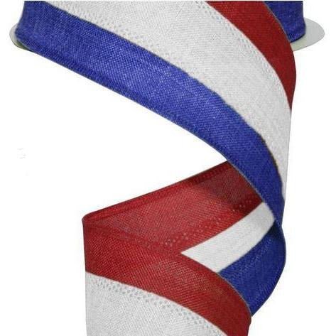 Shop For 2.5" Faux Burlap Striped Ribbon: Red, White, Blue (10 Yards) at Michelle's aDOORable Creations