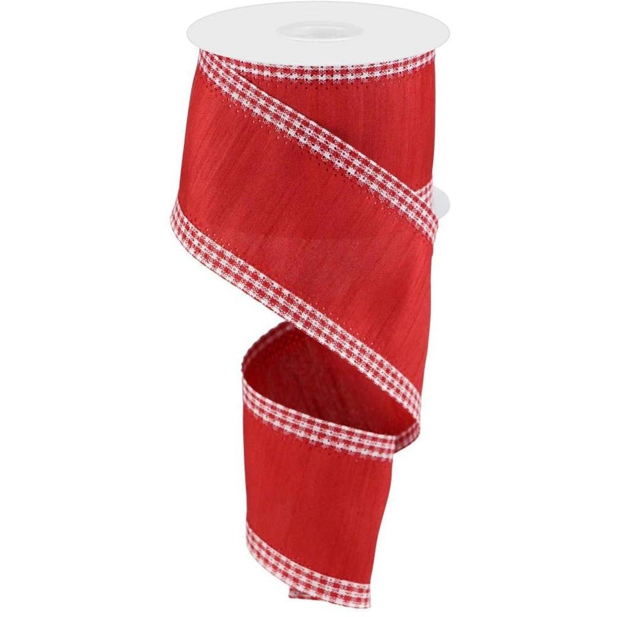 Shop For 2.5" Faux Dupioni Gingham Edge Ribbon: Red (10 Yards) at Michelle's aDOORable Creations