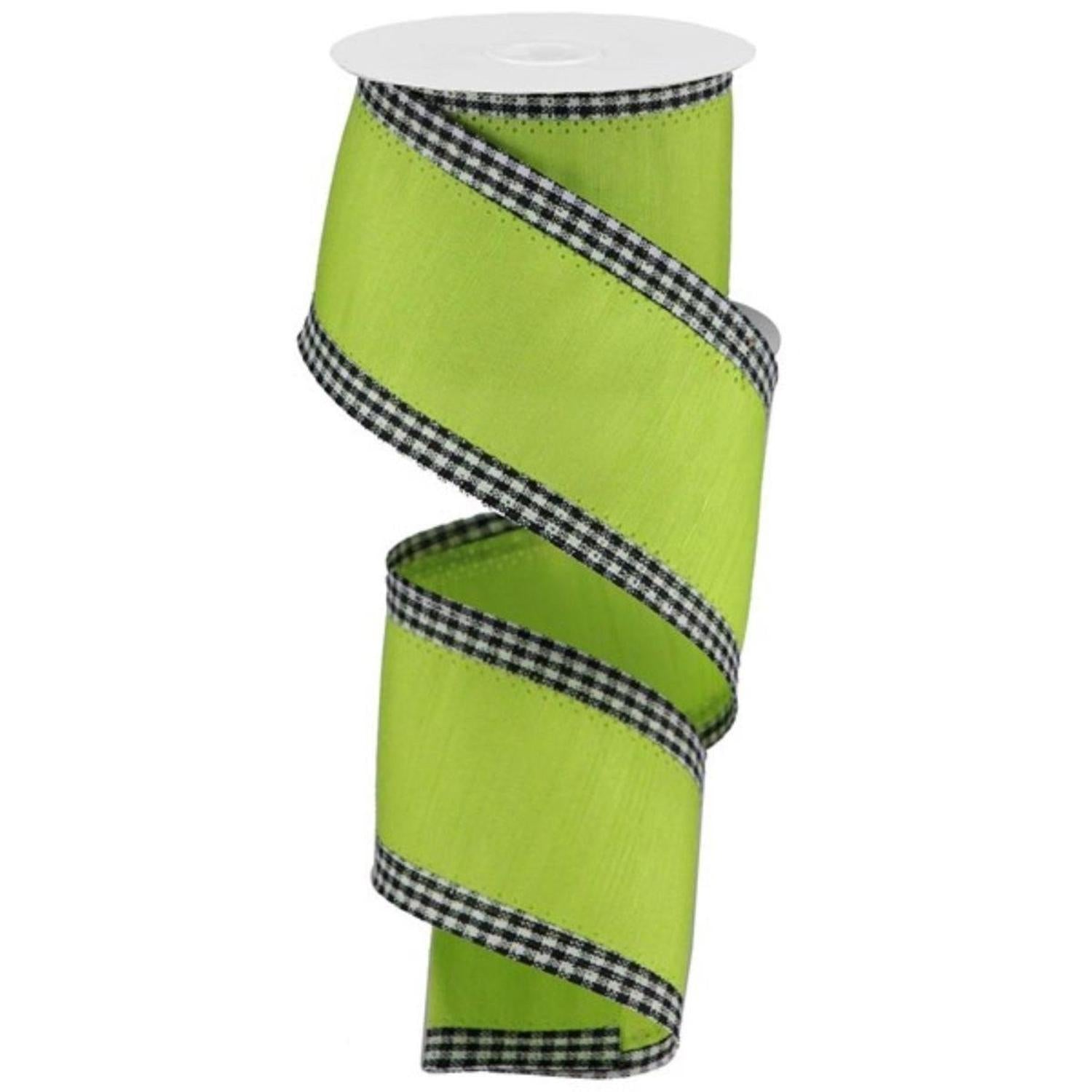 Shop For 2.5" Faux Dupioni Gingham Edge Ribbon: Spring Green (10 Yards) at Michelle's aDOORable Creations