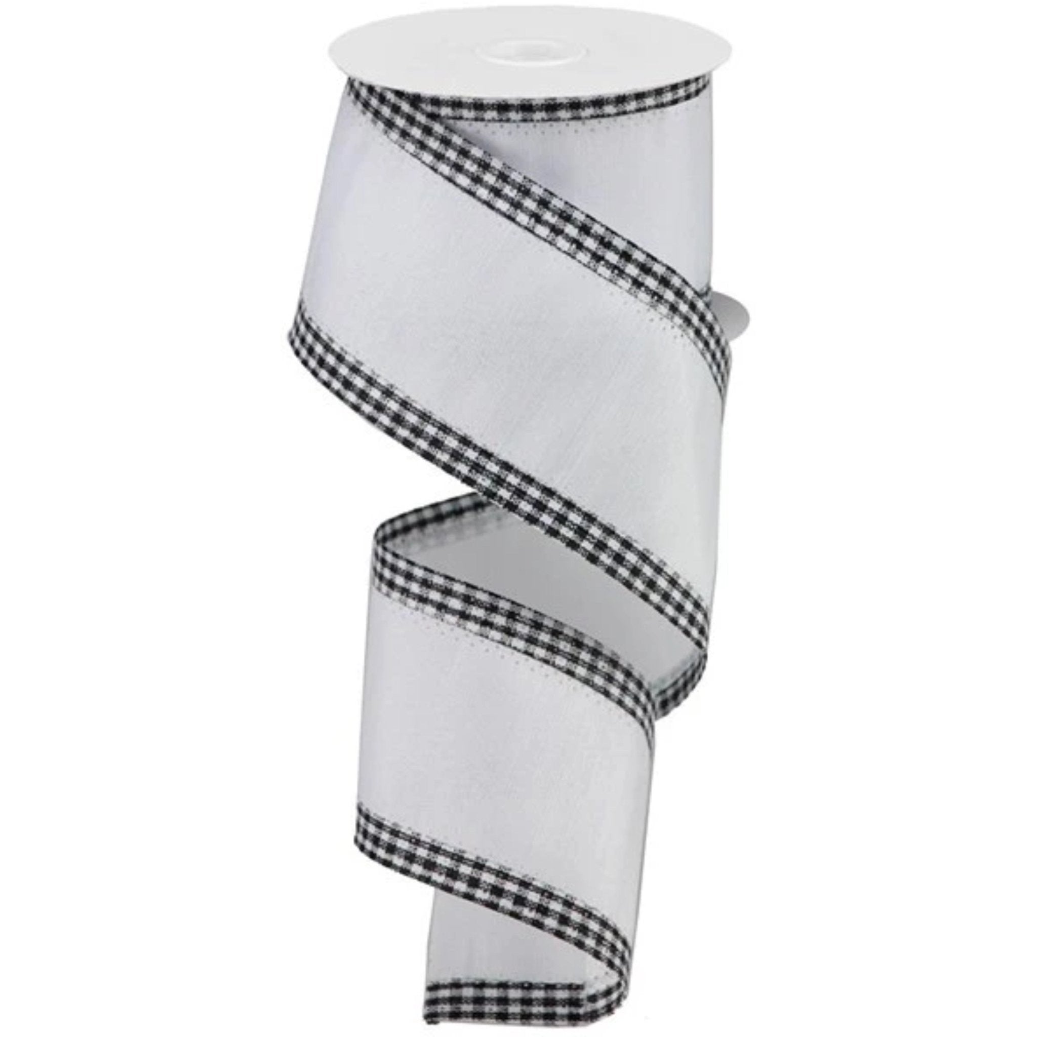 Shop For 2.5" Faux Dupioni Gingham Edge Ribbon: White (10 Yards) at Michelle's aDOORable Creations