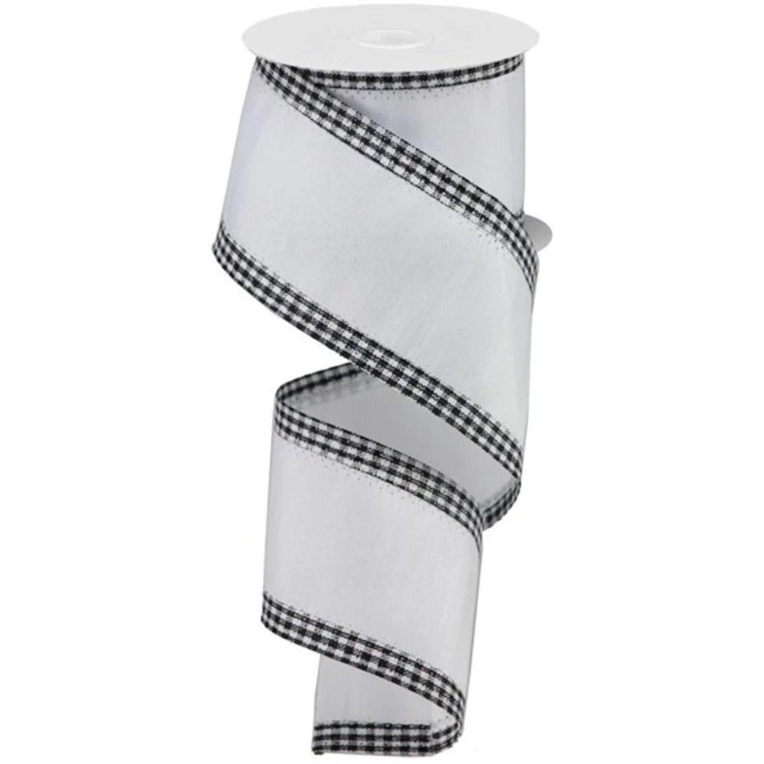 Shop For 2.5" Faux Dupioni Gingham Edge Ribbon: White (10 Yards) at Michelle's aDOORable Creations