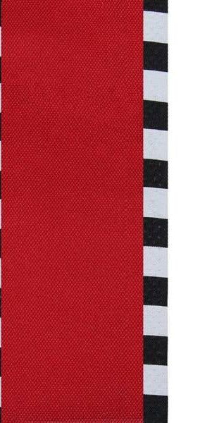 2.5" Faux Royal Burlap/Stripe Edge Ribbon: Red & Black (10 Yards) - Michelle's aDOORable Creations - Wired Edge Ribbon