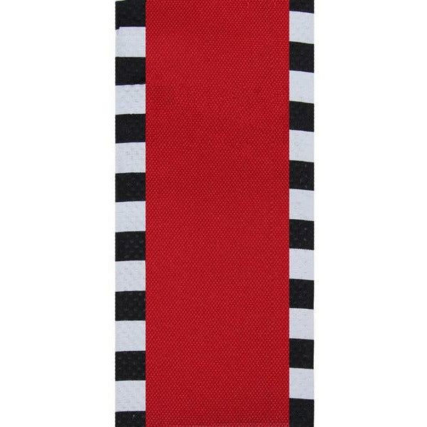 Shop For 2.5" Faux Royal Burlap/Stripe Edge Ribbon: Red & Black (10 Yards) at Michelle's aDOORable Creations