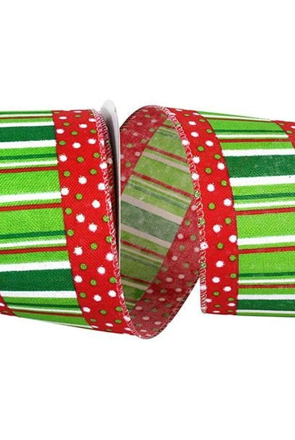 2.5" Festive Dots Ribbon: Red/Green (10 Yards)