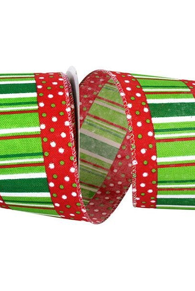 Shop For 2.5" Festive Dots Ribbon: Red/Green (10 Yards) at Michelle's aDOORable Creations