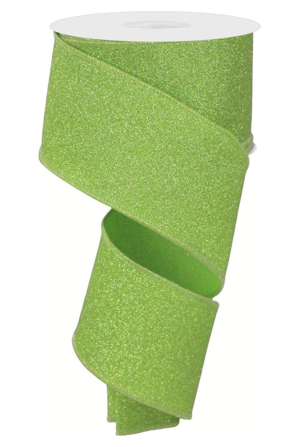 2.5" Fine Glitter On Faux Royal: Lime Green (10 Yards)