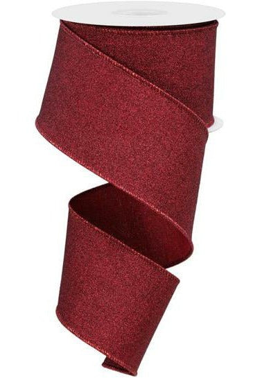 Shop For 2.5" Fine Glitter On Royal Ribbon: Burgundy (10 Yards) at Michelle's aDOORable Creations