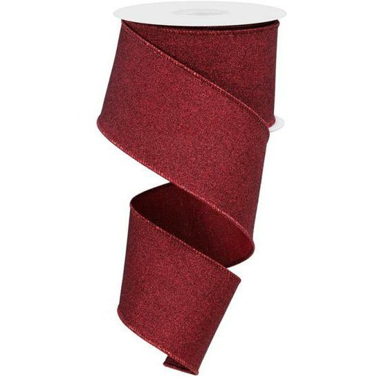 Shop For 2.5" Fine Glitter On Royal Ribbon: Burgundy (10 Yards) at Michelle's aDOORable Creations