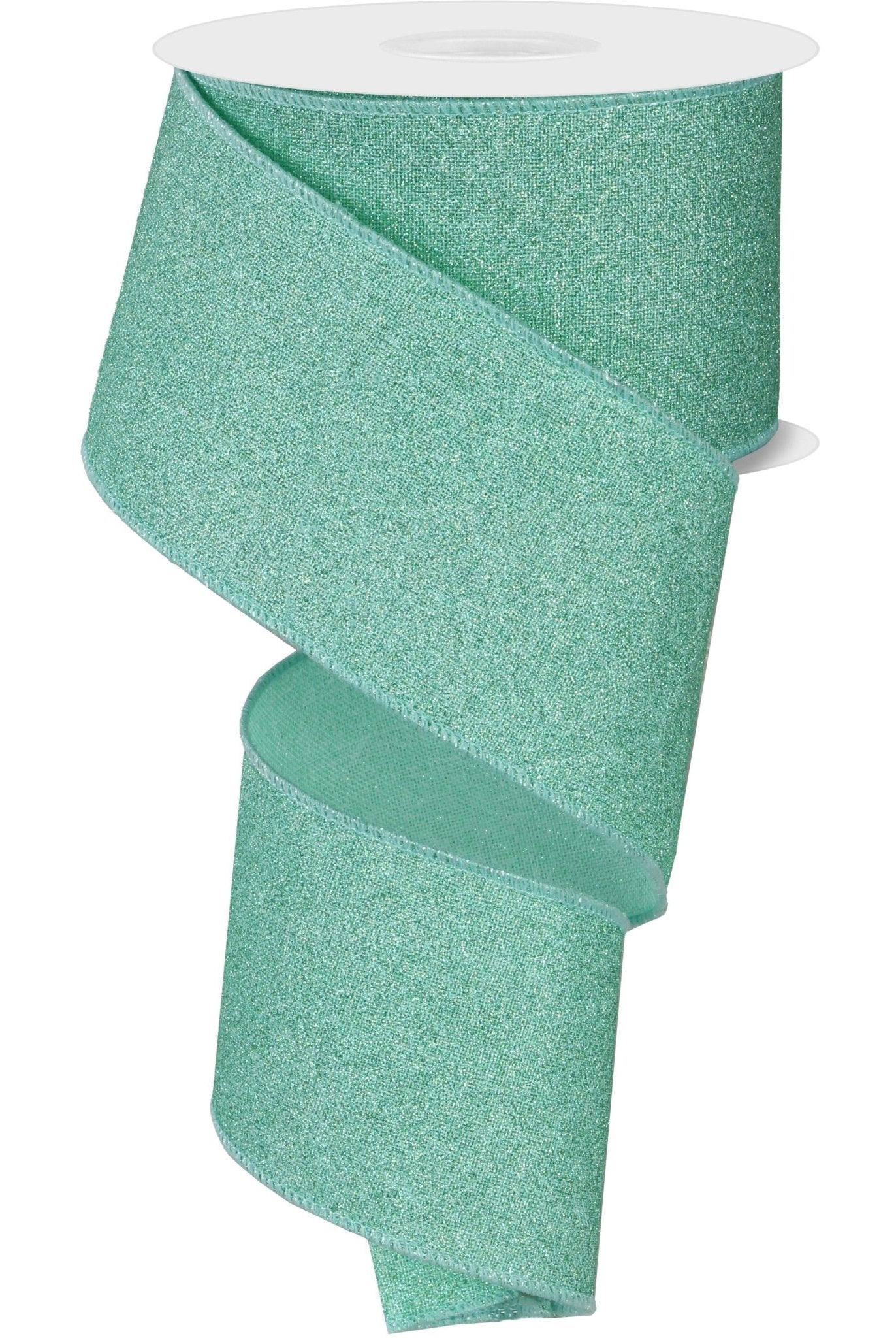 Shop For 2.5" Fine Glitter on Royal Ribbon: Mint Green (10 Yards) at Michelle's aDOORable Creations