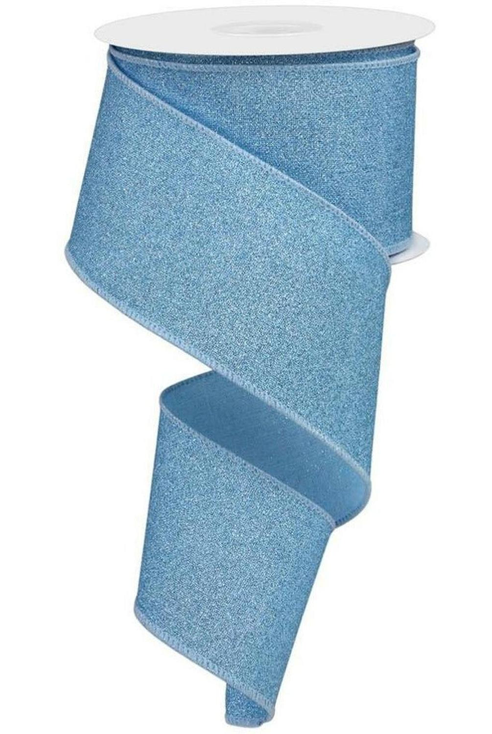 2.5" Fine Glitter On Royal Ribbon: Pale Blue (10 Yards)