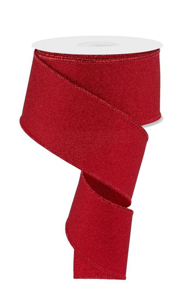 Shop For 2.5" Fine Glitter On Royal Ribbon: Red (10 Yards) at Michelle's aDOORable Creations