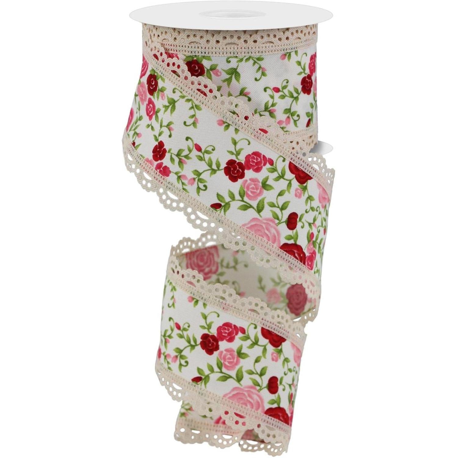 2.5" Floral Lace Ribbon: Ivory (10 Yards)