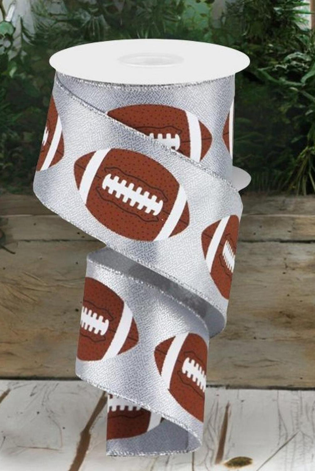 2.5" Football Ribbon: Metallic Silver (10 Yards)