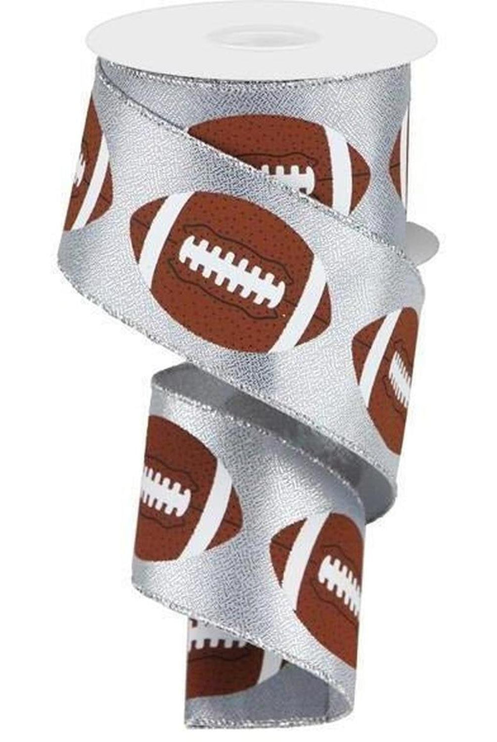 2.5" Football Ribbon: Metallic Silver (10 Yards)